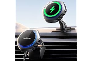 JOYMASS for MagSafe Car Mount Charger, 15W Zinc Alloy Fast Charging Magnetic Wireless Car Charger Phone Holder Mount Fits iPhone 15 Pro Max Plus 14 13 12 Mini MagSafe Case