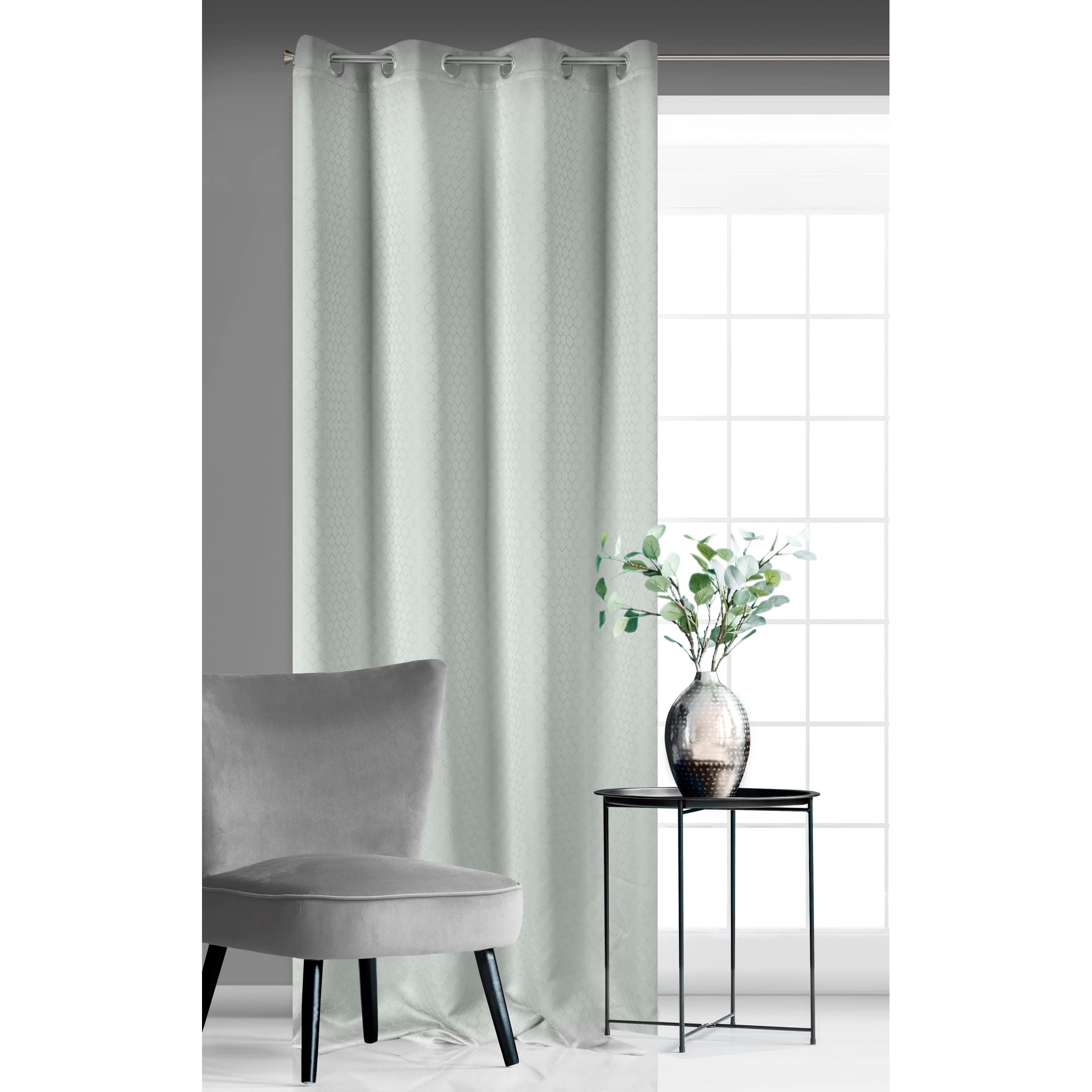 Eurofirany Rivet Curtain Jacquard Eyelets Trend Simple Elegant Bedroom Living Room Silver 135 x 250 cm