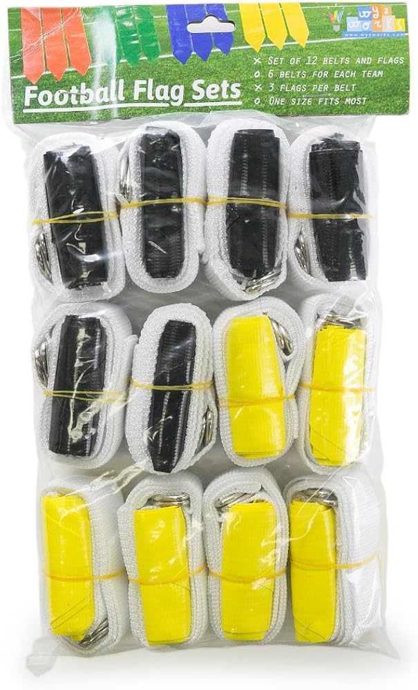 WYZworks Flag Football Set - 12 Belts, 18 Black Flags & 18 Yellow Flags: Clothing