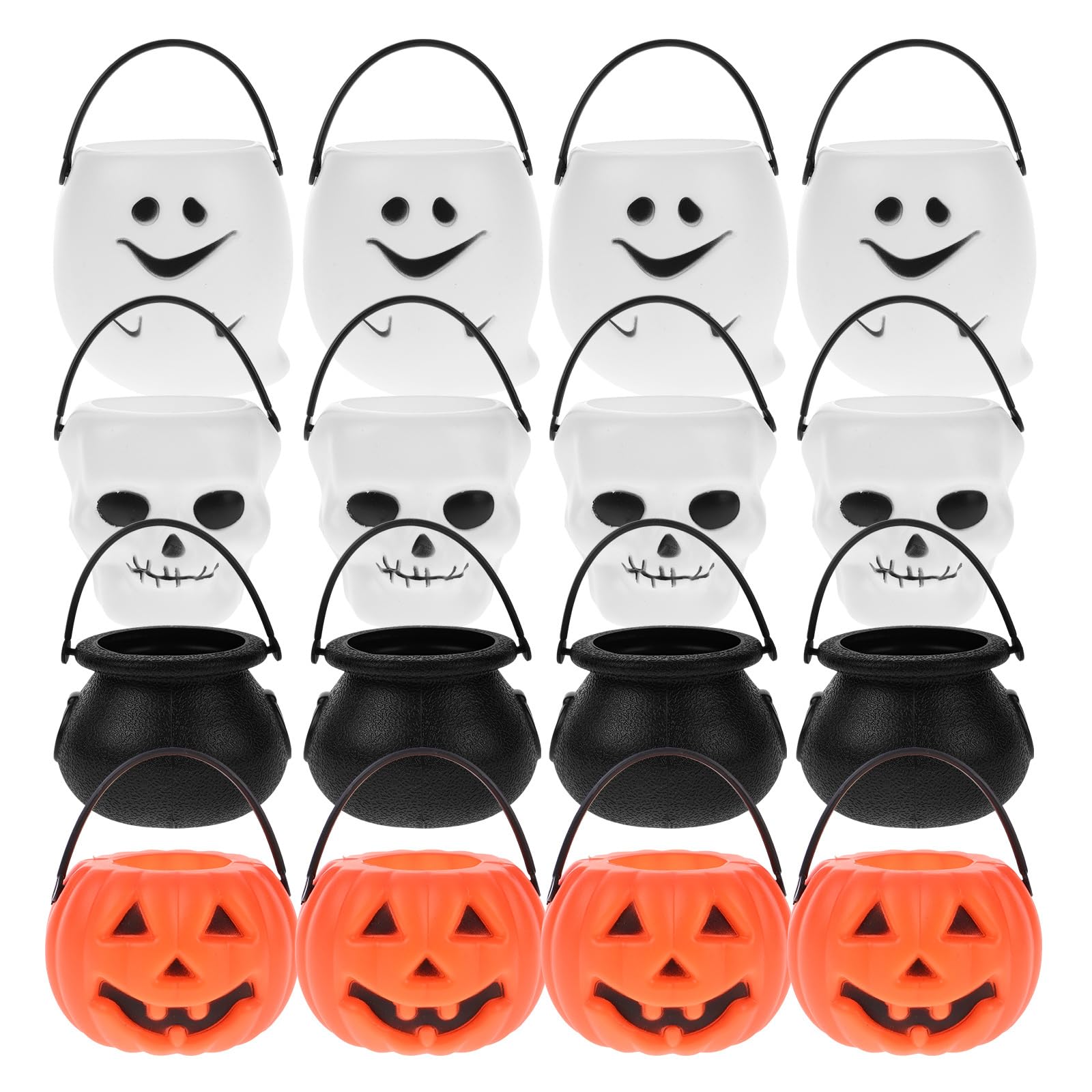 Photo 1 of 12pcs Halloween Pumpkin Candy Bowl Holder Jack O' Lantern Candy Bucket Plastic Lightweight Trick Or Treat Pots Wizard Buckets for Halloween Party