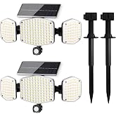 HAARAY Solar Motion Sensor Outdoor Lights with Stakes, 2 Pack | Pole or Wall Mount, 270&deg; Illumination, 360&deg; Rotatable Adjustable Motion Detector, IP65 Waterproof, Flood lights for Outside