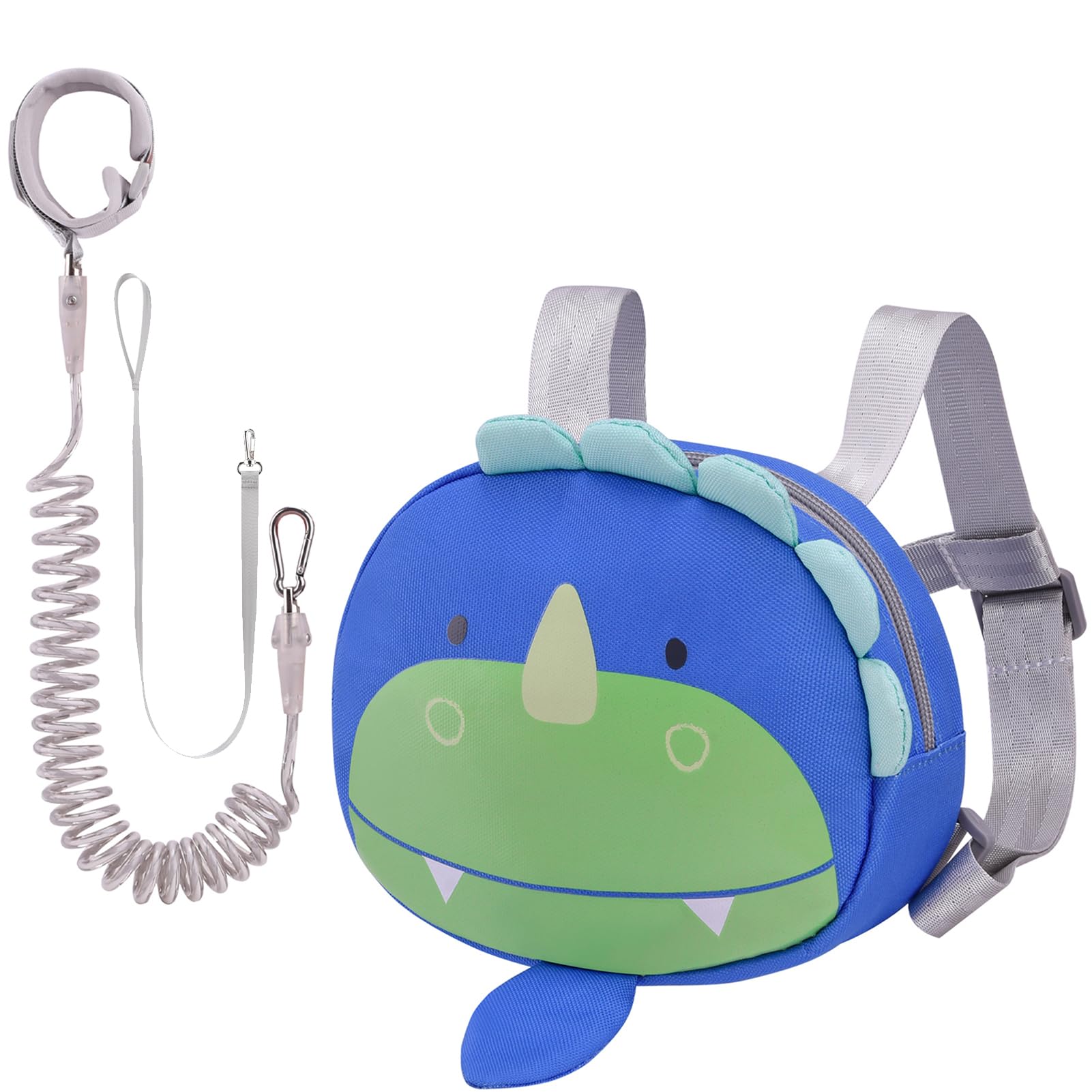 Bebamour Animal Toddler Backpack with Reins Mini Bag with Safety Leash for Children Portable Backpack Rucksack with Safety Harness for Boys and Girls, Blue Dino
