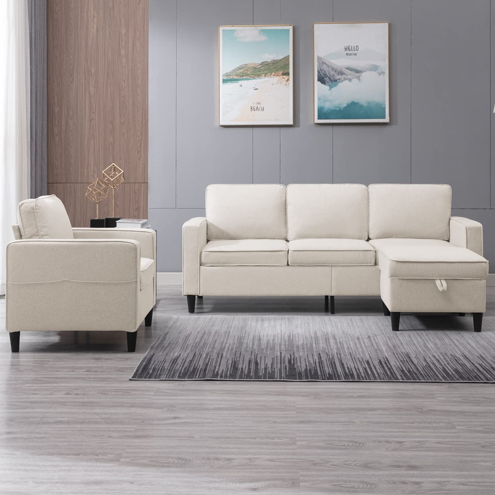 Mua ZAFLY Comfy Sectional Sofa Living Room Furniture Set,L Shaped Couch ...