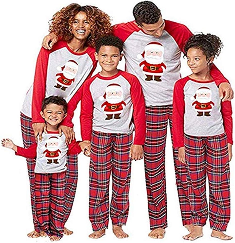 Mvpkk Pyjama De Noel Famille Assorties Vetements De Maman Pour La Mere Et La Mere Pour Bebe Ensemble De Pyjama Imprime Pour La Maison Xmas Vetements De Nuit Imprime Pere Noel Tops