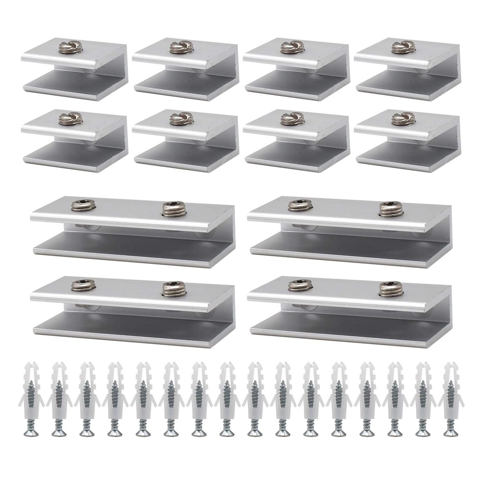Glass Clamp,RoadLoo 12 Pcs Glass Brackets Glass Hinge Aluminum Glass Shelf Support Solid Glass Clip Shelf Adaptive 6-8mm Thickness Glass for Staircase Handrail Balustrades Polished Glazing (S)