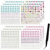 2064 Pcs Pearls for Crafts, Self Adhesive Pearl Stickers 4 Colors 12 Sheets Hair Pearl Stick On for Craft Making