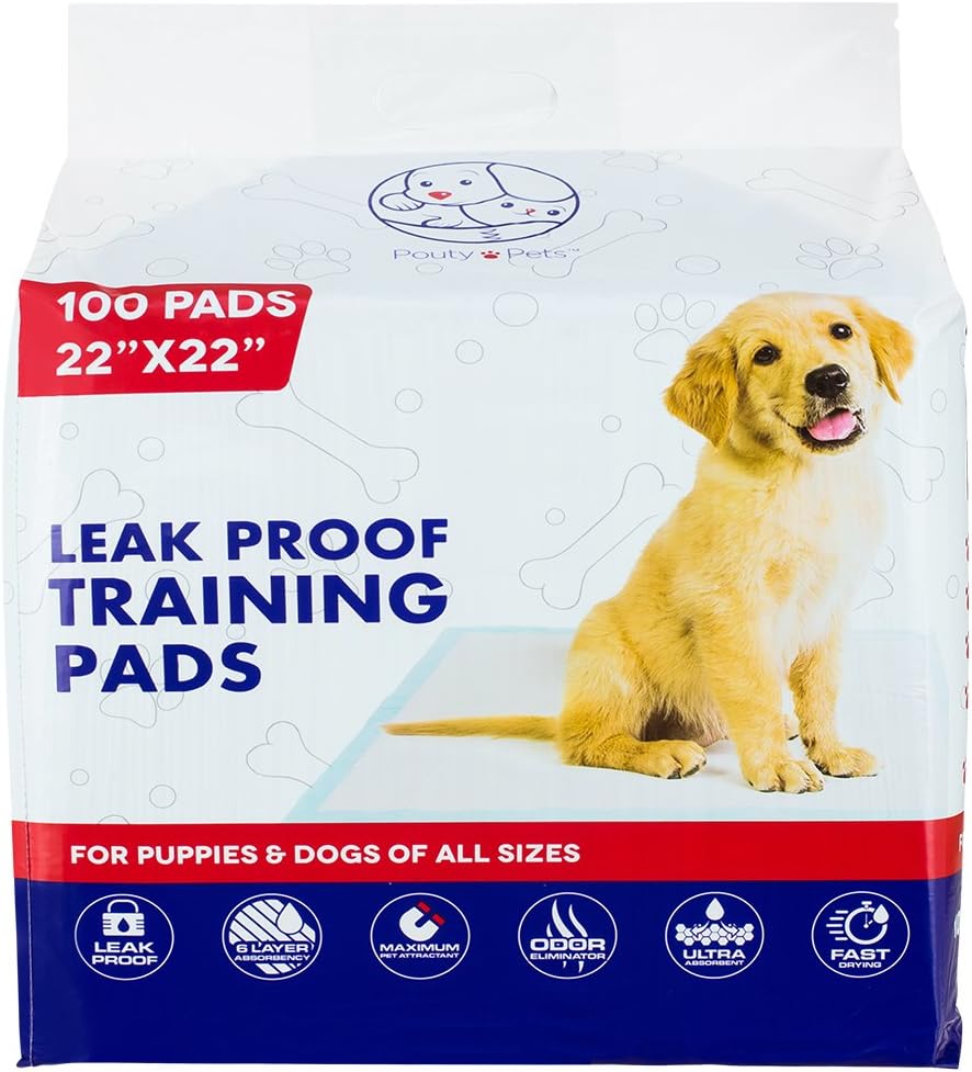 Puppy Pads 100 Count - Disposable & Absorbent - Extra Heavy Duty Dog Pee Pads - with Pet Attractant - No More Leaks - Training Supplies