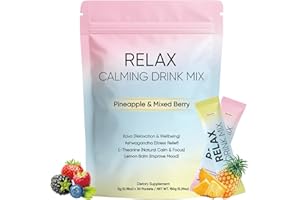 IPXKWLL Relax Calming Drink Mix, Natural Calm Powder Drink with Kava, Ashwagandha, Calm Supplement for Natural Relieve Stress, Support Mood & Better Sleep, Pineapple & Mixed Berry, No Sugar, 30 Packets