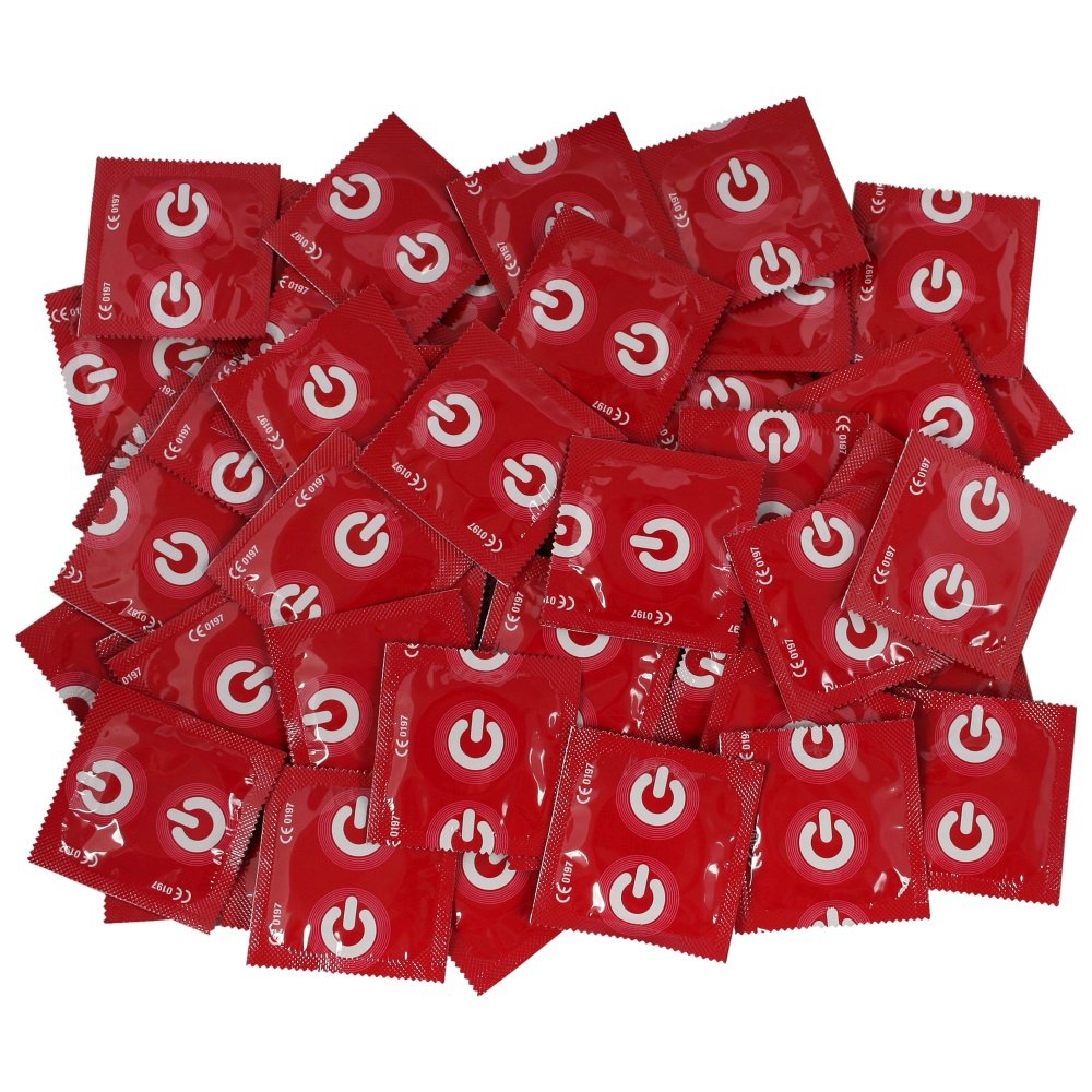 ON Strawberry 100 Fruity Condoms, Color and Taste, Natural Rubber Latex, red, Strawberry Scent