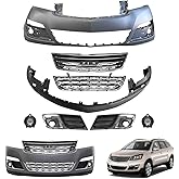 Front Bumper Cover Complete Kit Compatible with 2013-2017 Tra-verse Grille Upper & Lower Replacement With Fog Lights #23328140 1014107C