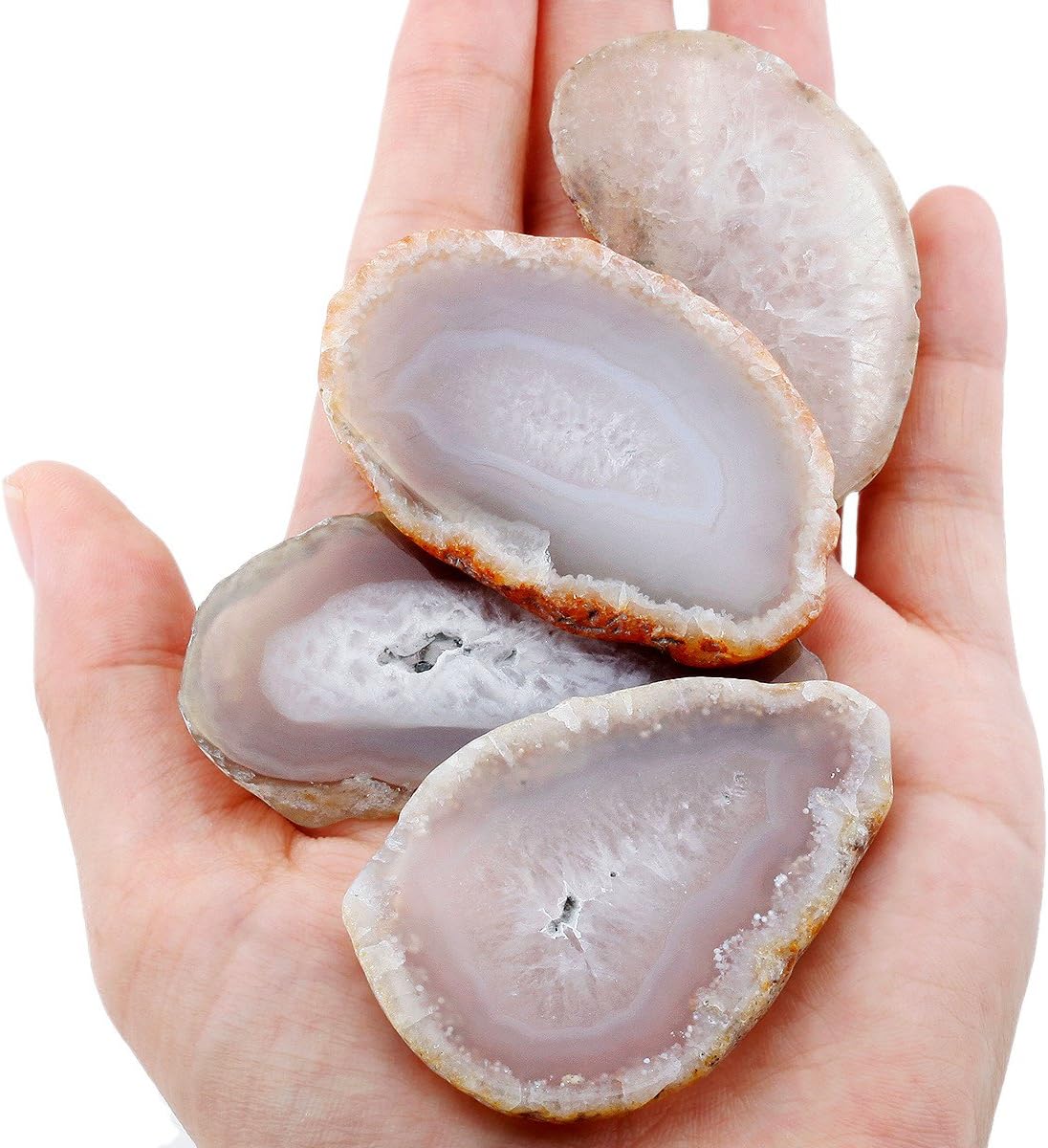 Shanxing Undrilled Natural Agate Slices Geode Irregular Stone Healing Crystal for Wedding Place Cards Reiki Desk Decor Set of 10 - Image 5