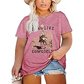 Western Shirts Women Plus Size Summer Tops Rodeo Graphic Tee Short Sleeve Vintage Cowgirl T-Shirts
