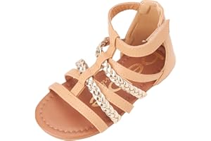 bebe Girl's Gladiator, Braided Strappy Flats - Flat Sandals for Toddler/Little Kid/Big Kid