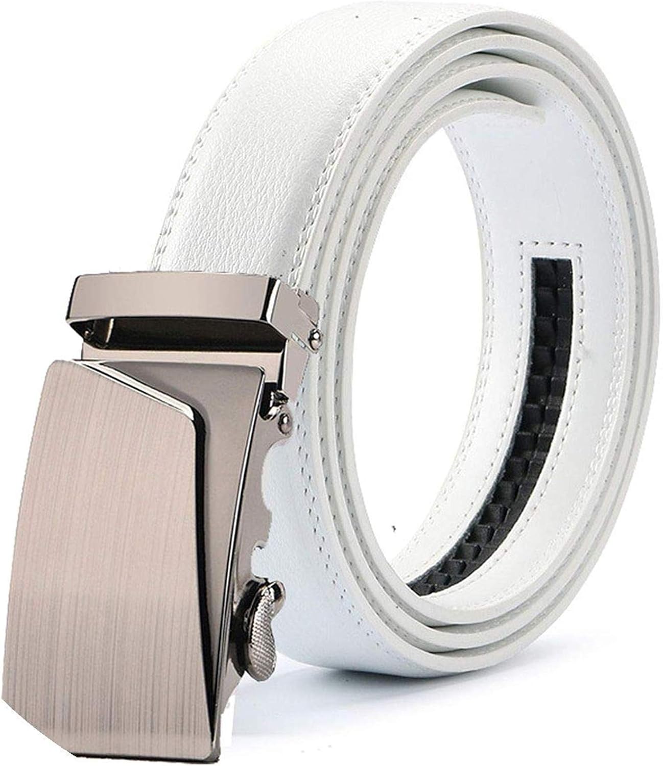 New Mens Fashion Automatic Buckle Leather Luxury Man Cinturones Hombre Black White Belt Alloy Men