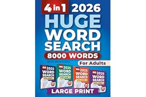 4 in 1 HUGE Word Search Books for Adults: Large Print Word Find Puzzles for Seniors with 8000 Words