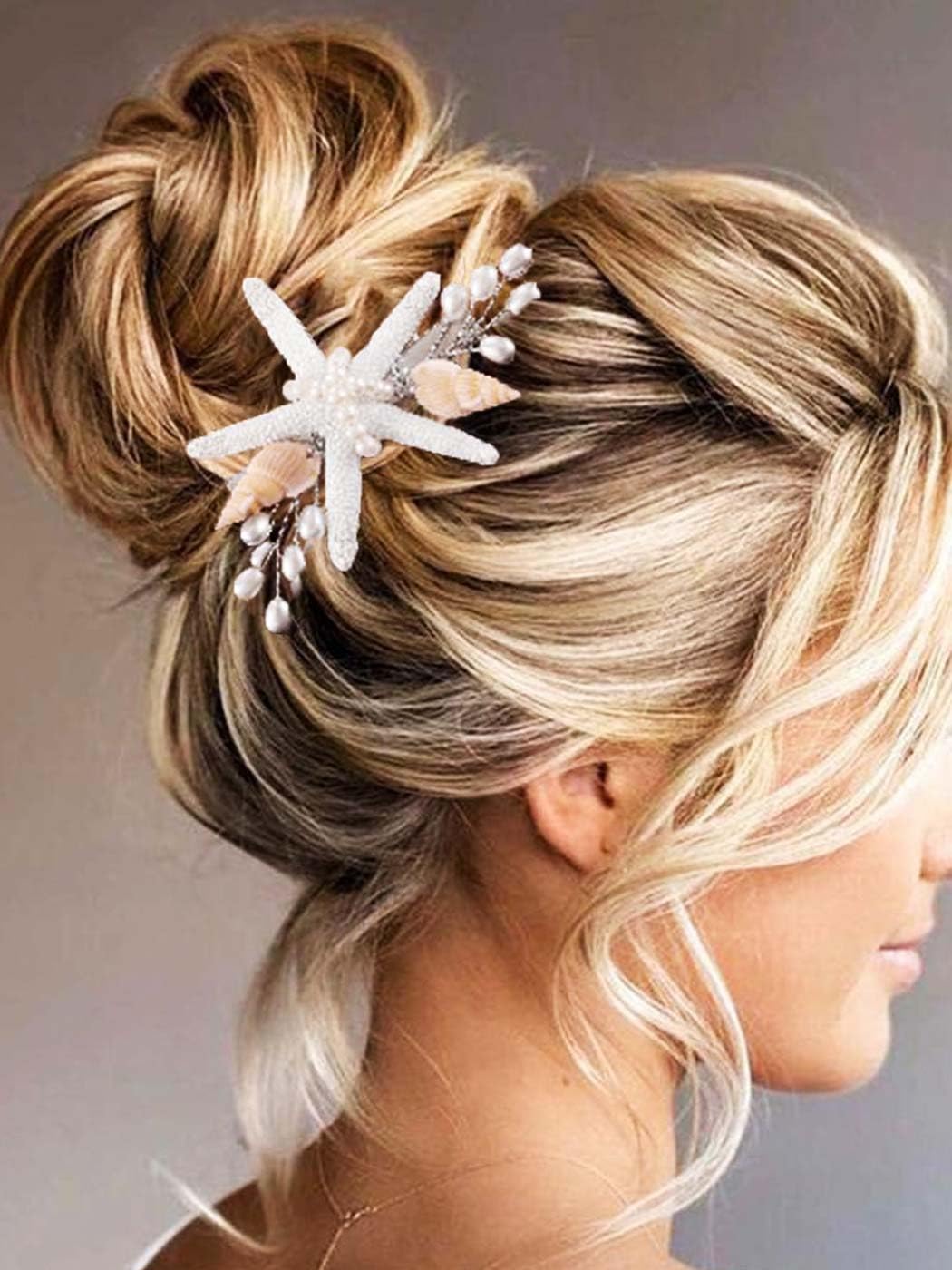 Photo 1 of Brishow Starfish Clip Silver Seashell Hair Accessories Pearl Beach Wedding Hair clips for Brides and Bridesmaids