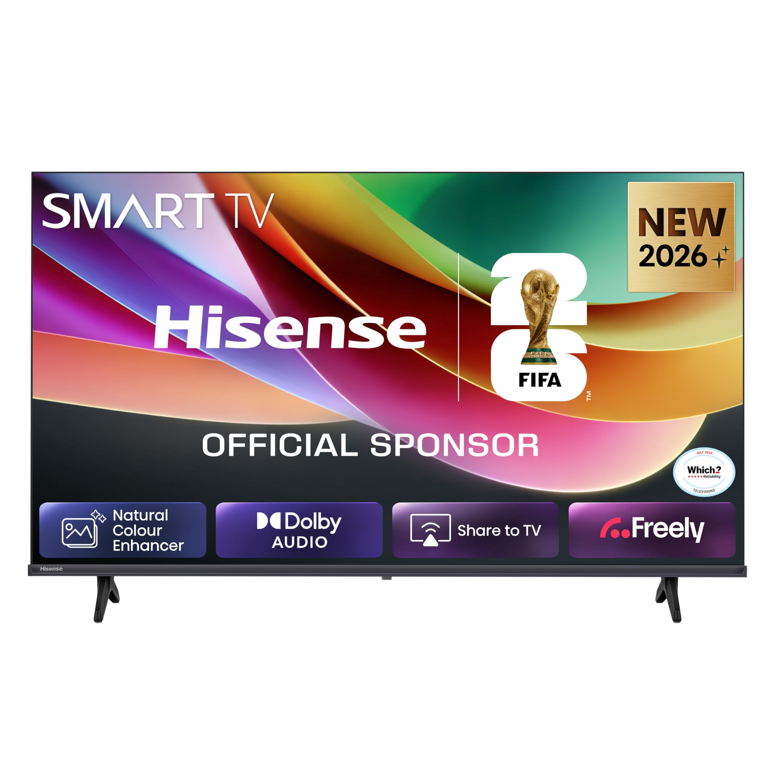 Hisense 32" 32A4STUK LED Full HD Smart TV with Freely, Netflix, Disney+ and YouTube - Natural Colour Enhancer, Dolby Audio, Share to TV, Noise Reduction, Game Mode, DTS Virtual: X, Smart Home Ready