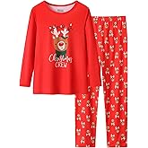 CYCHELRY Cute Cartoon Pajamas for Big Girls Soft Long Sleeve Winter Nighty PJS 2PCS Sleepwear Set Size 6-16