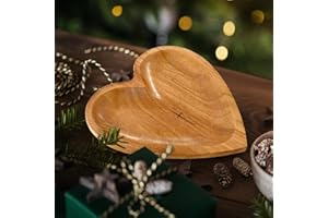ELASIGNSHOPO Christmas Prayer Bowl Wooden Heart Prayer Bowl with 24 Cards, Engraved Cross Bowl Prayer Dough Bowl Religious Gift for Women, Wood Heart Decor Bowl, Christian Gift Congregation Gift, Log Color
