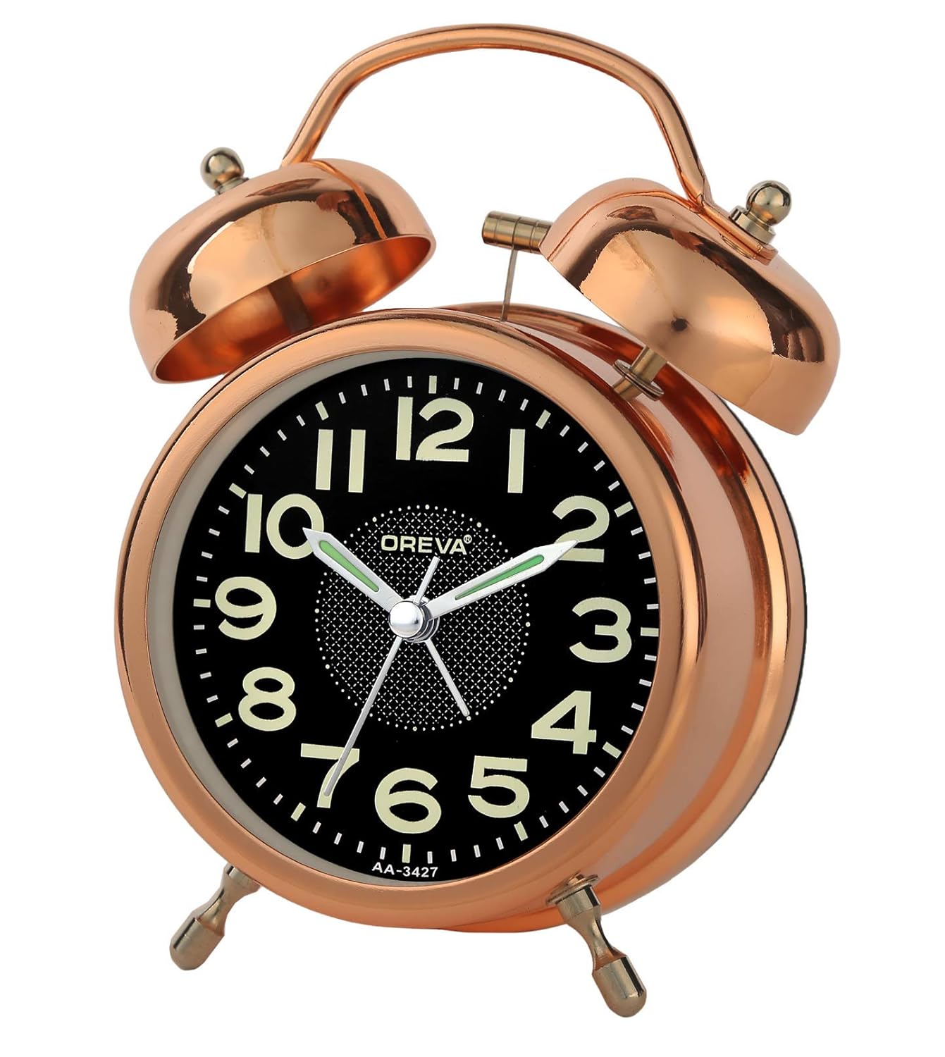Buy OREVA Twin Bell Metal Body Alarm Table Clock with Night Glow and