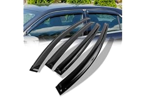 Seaforie Rain Guards for Car Windows Compatible with 2004-2009 Toyota Prius 4-Door,Smoke Tape-on Type Windows Visors Sun/Rain Guards,4PCS Slim Style Side Window Wind Deflectors