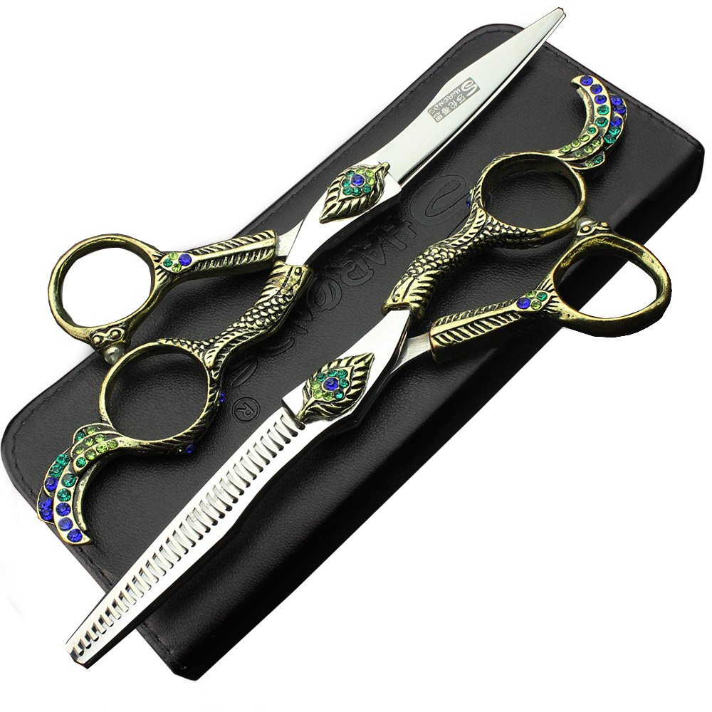 5.5/6-inch Professional Hair Clippers, Stainless Steel Sharp Hair Clippers, Specialized for Hairdressers (6-inch -2pc-C)