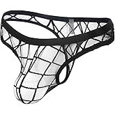 ohyeahlady Men's Thong Underwear Sexy G-String Briefs Low Rise Mesh T-Back See Through Bikini Pouch Underpants Breathable