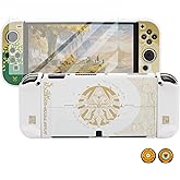 HYPERCASE White of Zelda Switch OLED Dockable Case for Console & Controller Handle, Anti-Scratch Hardshell Switch OLED Protective Cover Skin with Screen Protector & Thumb Caps - Tears of The Kingdom