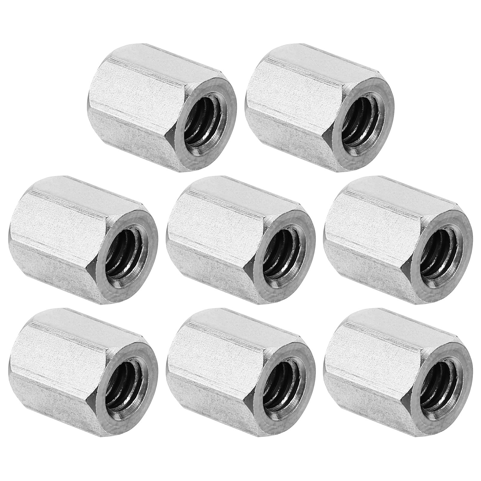 PATIKIL 1/4"-20 UNC 304 Stainless Steel Hex Coupling Nuts, 8Pcs 0.47" Length Fully Threaded Rod Coupling Nut Studding Connector Fasteners, Silver Tone