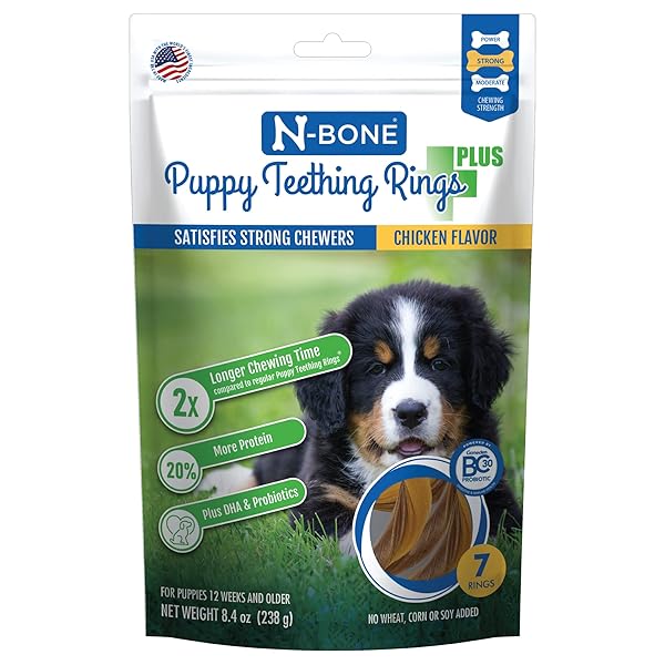 N-BONE PUPPY TEETHING RINGS PLUS, CHICKEN FLAVOR, 7-COUNT,...