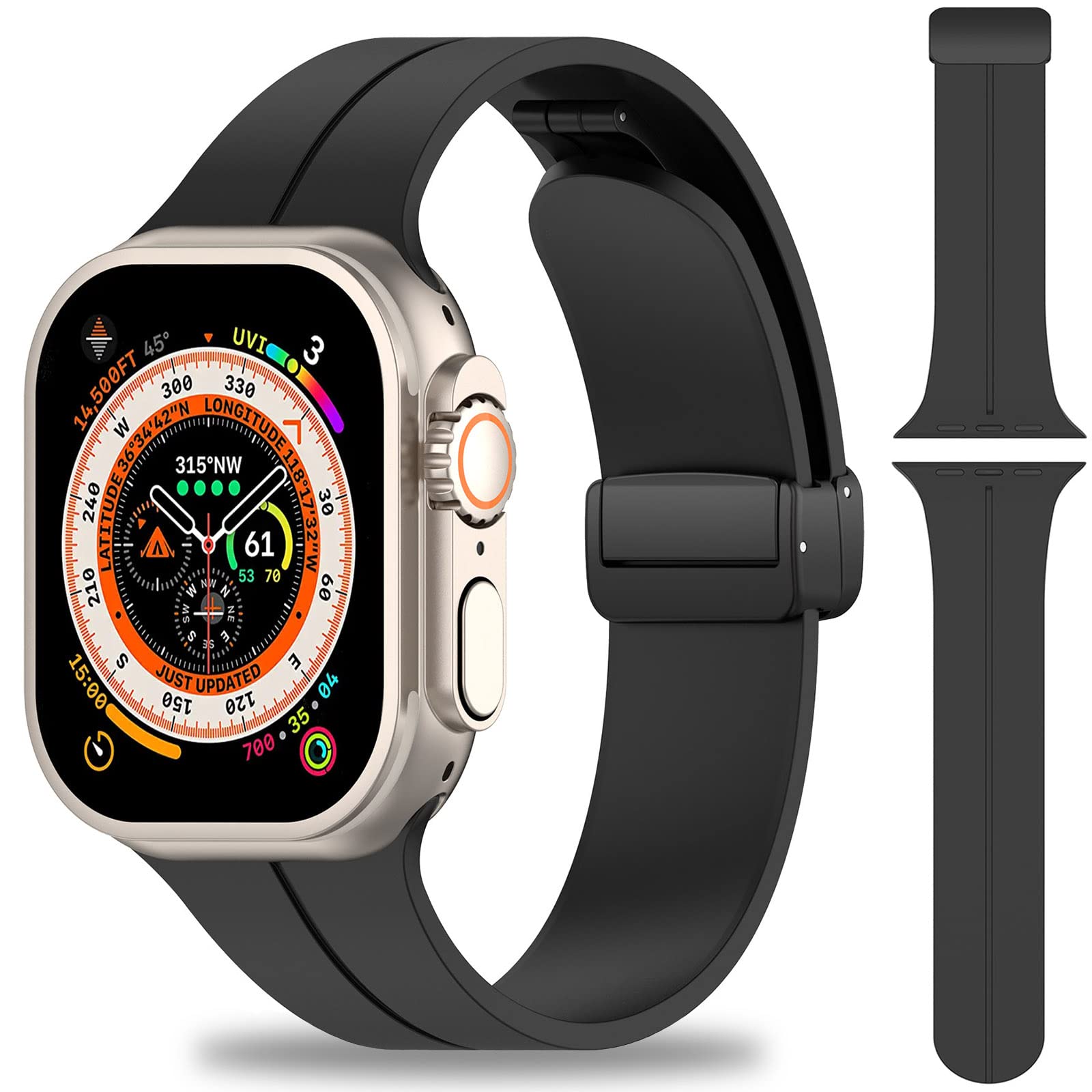 Miimall Magnetic Strap for Apple Watch 42mm(Series 10 11) 41mm 40mm 38mm, Apple Watch Silicone Strap with Adjustable Magnetic Clasp, Soft Watch Band for iWatch Series 11 10 9 8 7 6 5 4 SE 3 2 1