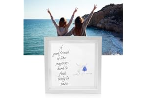 GENERIC Handmade Sea Glass Art Friendship Kit for Adults - Framed Coastal Wall Decor, Unique DIY Craft Gift for Best Friends, Home Decor Keepsake with Real Seaglass