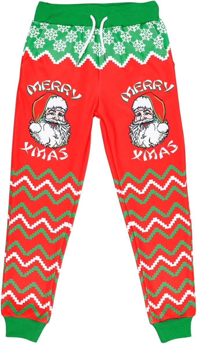 Rave on Friday Xmas Pant for Kids Santa Clau Pattern Christmas