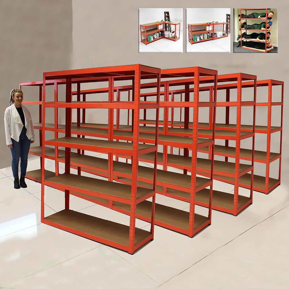 ELEPHANT® 120CM WIDE SET OF 10 HEAVY DUTY 5 TIER SHELF SHELVING UNITS. GARAGE STORAGE RACKING SHED OFFICE