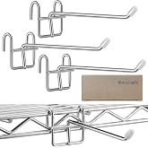 MorningRo 4 Pcs Accessory Shelving Hook for Wire Shelf Accessories, Silver | Heavy Duty Metal with Rubber Cover, Fits Wire Shelves Organizing Kitchen Tools, Space-saving Storage Pantry Garage Closet