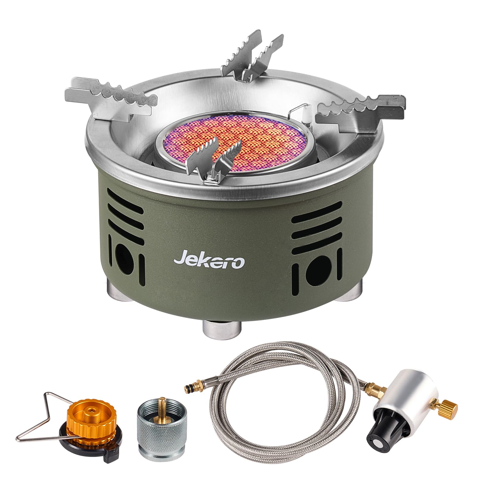 Photo 1 of Camping Stove with Infrared Burner, Single Burner Propane Stove Adjustable Flame Control Wind-Resistant Portable Gas Cooker for Camping Hiking Outdoor Cooking