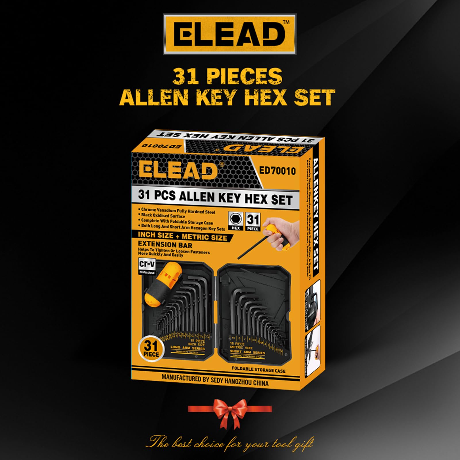 31-Piece Hex Key Set - Allen Wrench Set, SAE and Metric Allen Keys MM(0.7mm-10mm) SAE(0.028