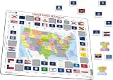 Larsen L1 USA Political Map Jigsaw Puzzle 70pc Kids Educational Geography Tray view 3