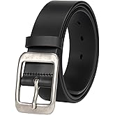 wolksprong Mens Heavy Duty Full Grain Leather Belt - 1 1/2 Italian Genuine Leather with Sturdy Buckle for Jeans Casual Pants