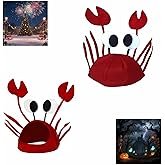 Btolin 3D Crab Hat with Movable Claw Gloves,Party Props,Funny Lobster Crab Costume Accessory for Halloween Christmas Party