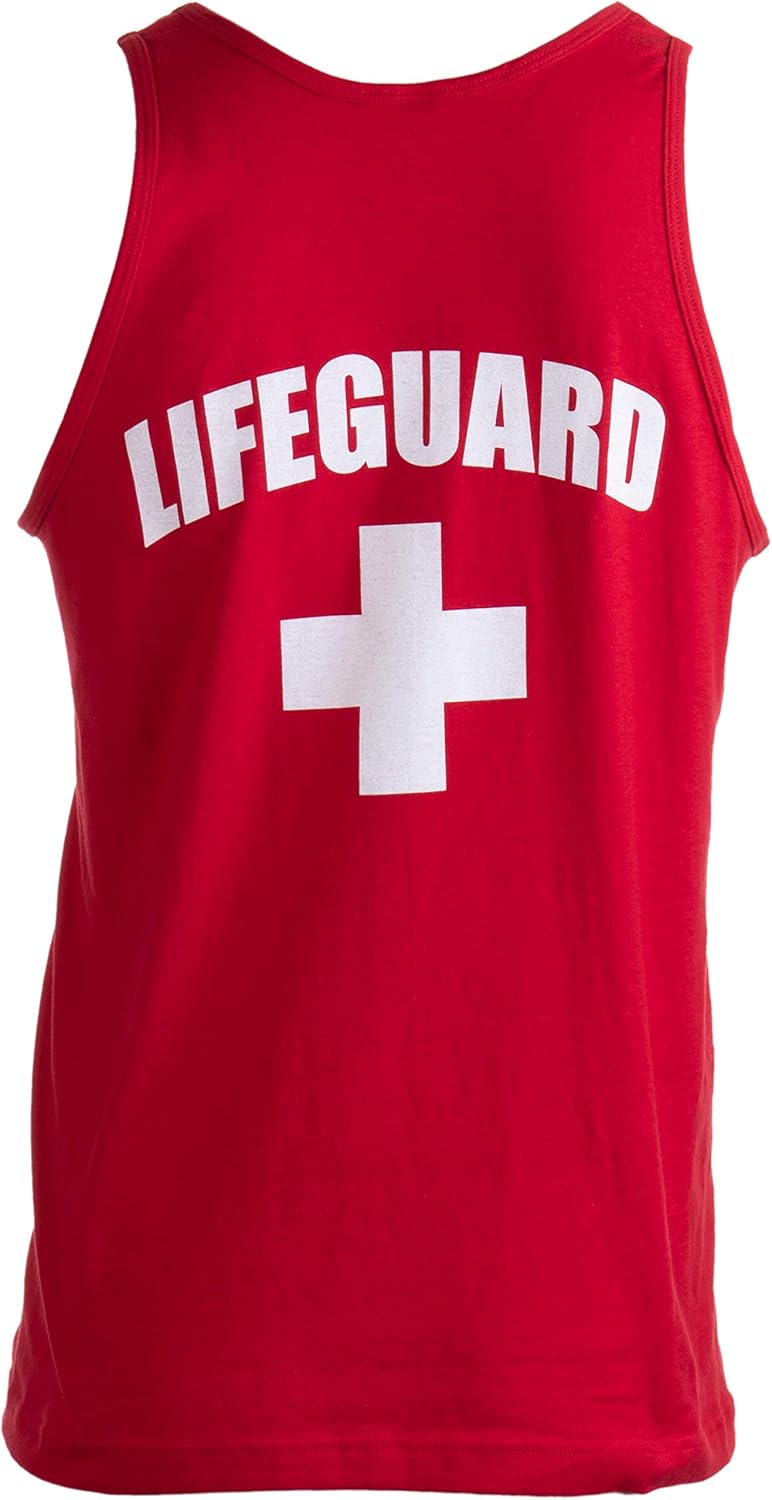 Lifeguard | Red Adult Lifeguarding Uniform Costume Unisex Tank Top Men Women: Clothing