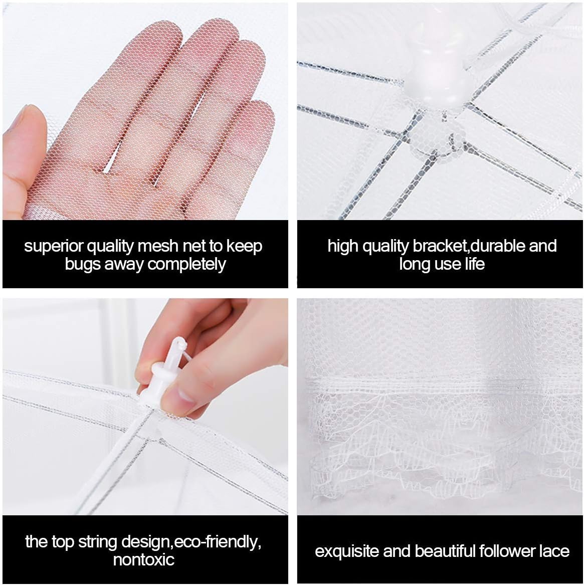 FOOEN (6 Pack) Pop-Up Picnic Mesh Food Covers Tent,17inch Reusable White Food Umbrella for Outdoors and Camping Food Net Cover Keep out Flies Mosquitoes - Image 5