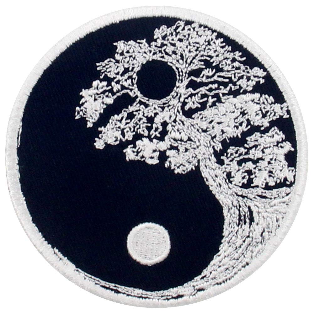 ZEGIN Buddhist Zen Yin Yang Tree Patch Embroidered Applique Badge Iron On Sew On Emblem