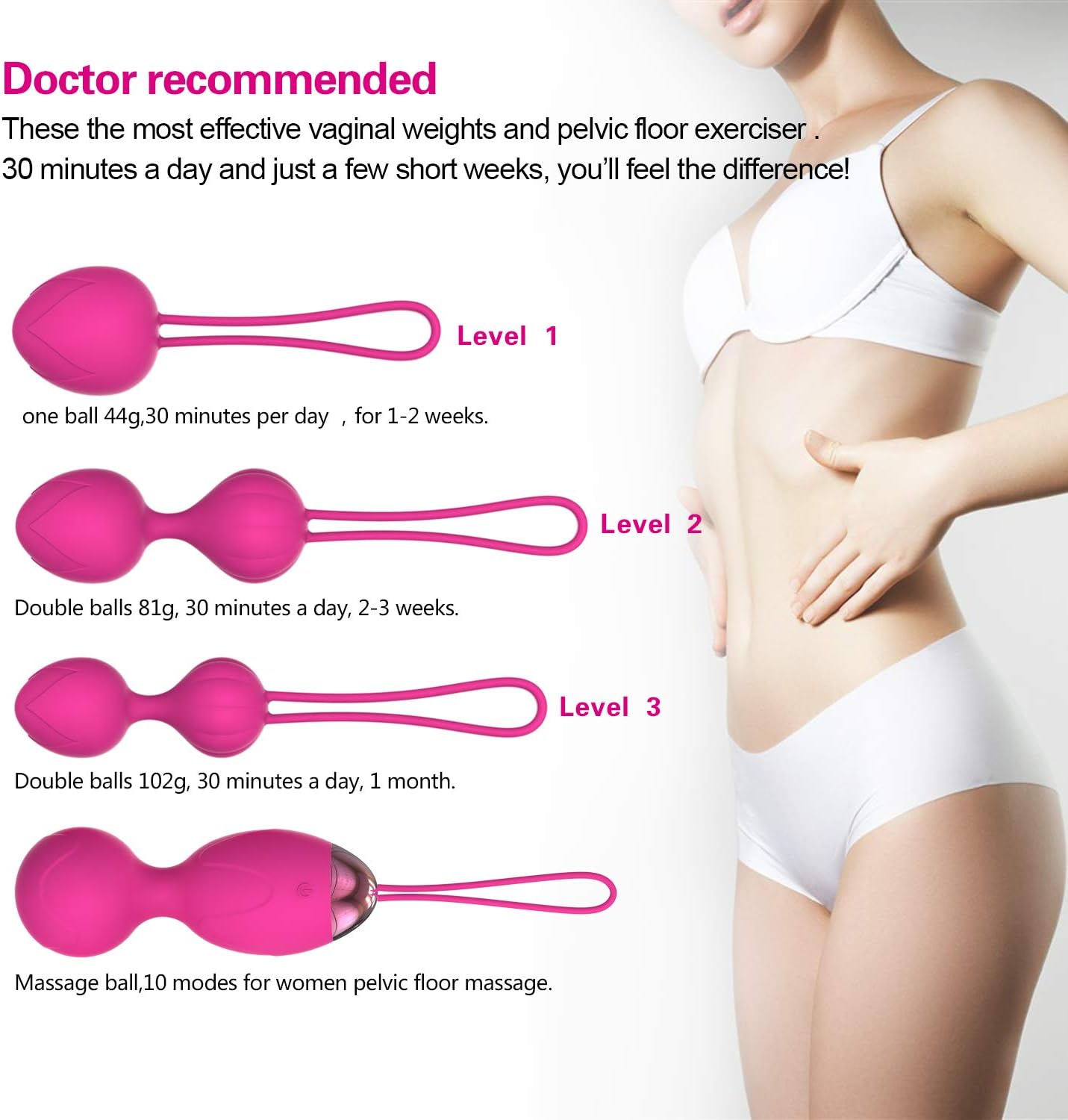 Kegel Ball Women Tightening Exercise:Yetrun Ben Wa Weight Balls with Remote for Bladder Control & Pelvic Floor Strengthening Professional Doctor Recommended Kegel Ball for Beginner and Advanced Pink: Health & Personal Care