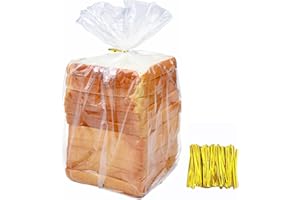 Homrelaxy 75Pcs Reusable Plastic Bread Bags for Homemade Bread and 90 Ties, 18 x 8 x 4 inch Reusable clear Loaf Bags, Adjusta