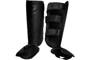 RDX Shin Guards for Kickboxing, Muay Thai, MMA Fighting and Training Pads, Maya Hide Leather Kara Instep Foam Protection, Leg