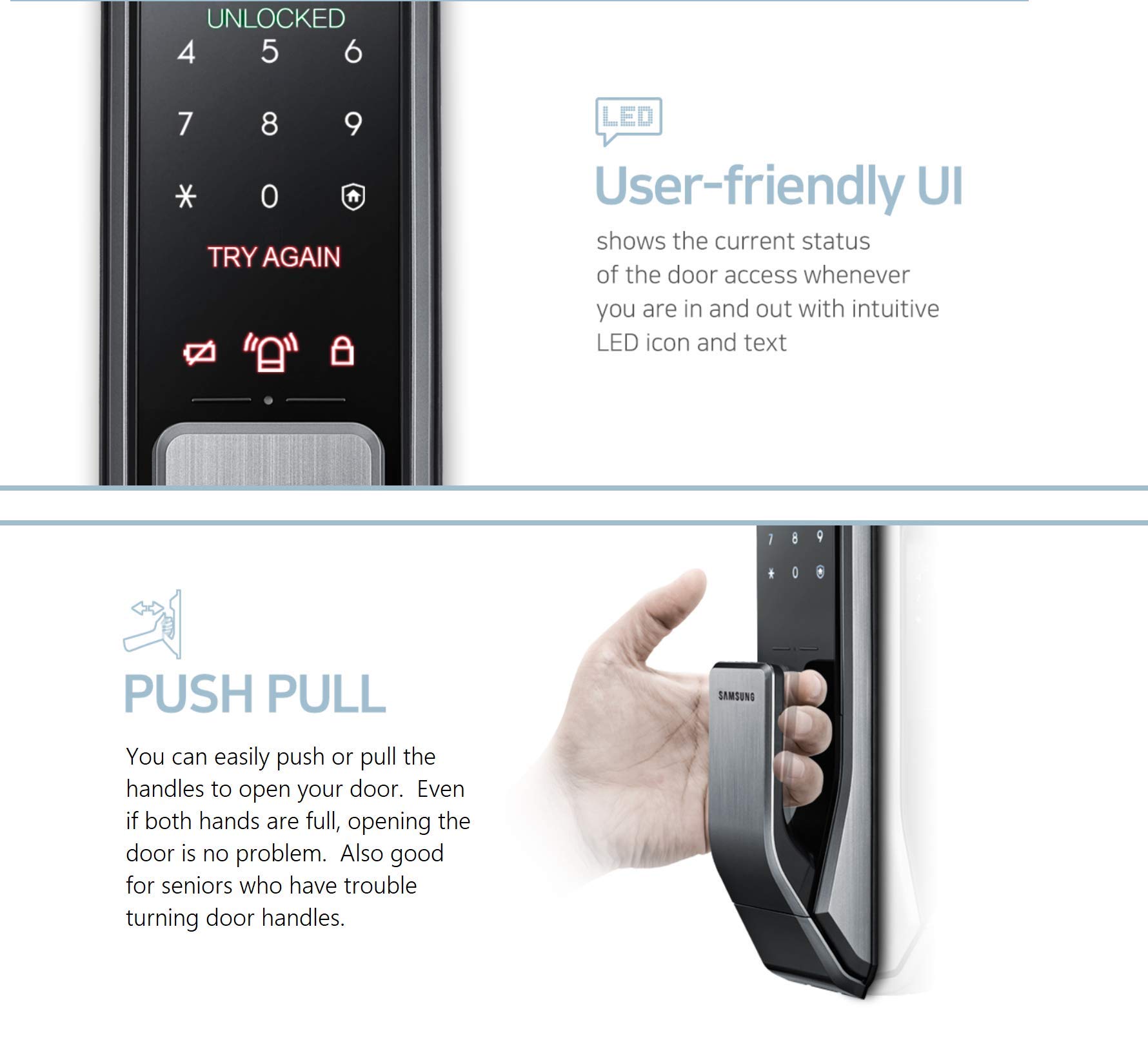 Samsung SHSP718LMK Push Pull Biometric Touchscreen Digital Door Lock