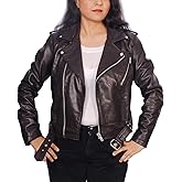 SID Womens Stylish Belted Brown Leather Jacket For Women's Day Medium