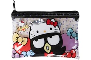 MENBLY 50th anniversary Flat pouch, Cute Vinyl Zipper Pouch, Card Wallet & Case, Kawaii Pouch Bag, 12x7.5x1cm (Black Bad-Batz-Maroo)