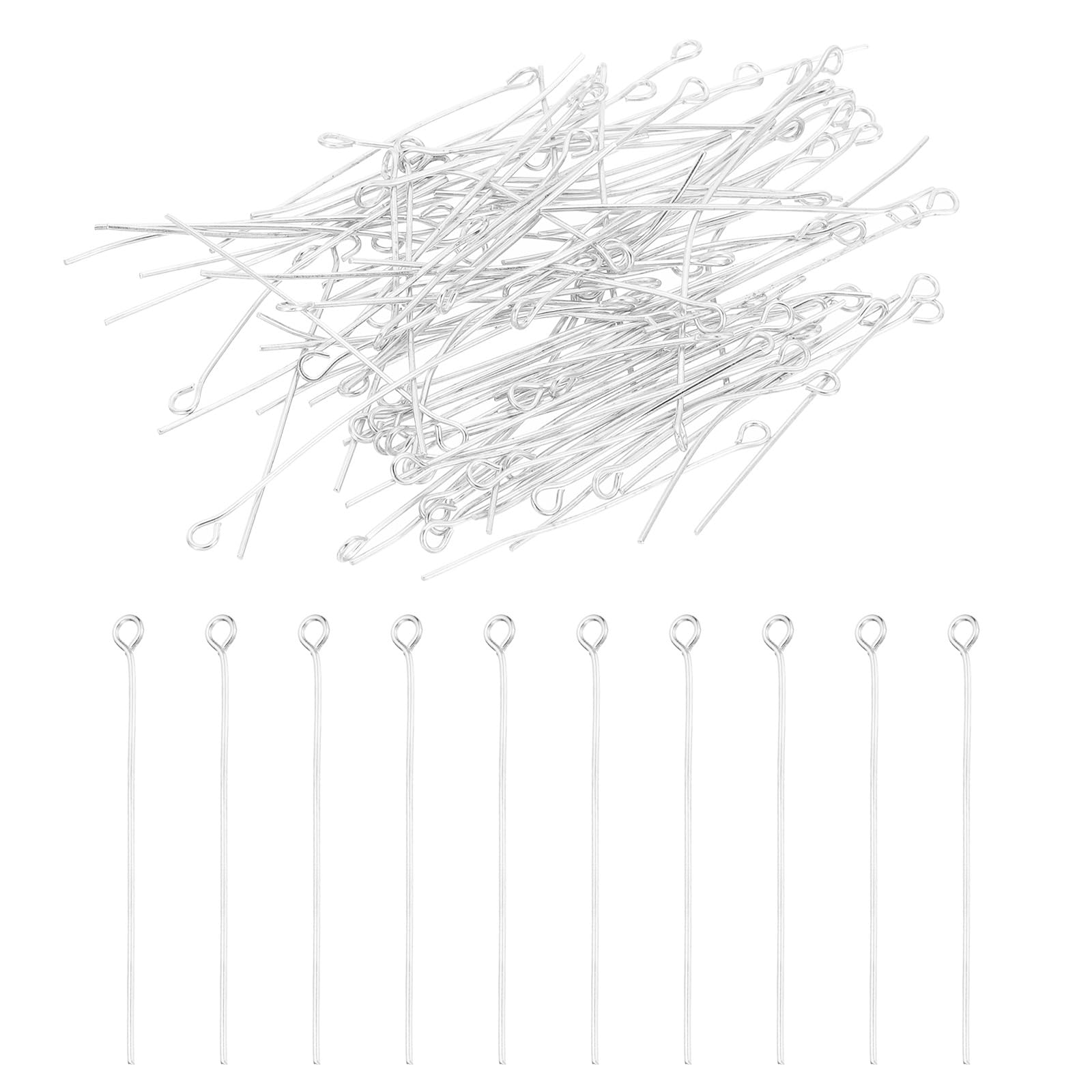 PATIKIL 40mm Open Eye Pins, 400Pcs 21 Gauge Metal Head Pins Needles Eye Pins for Jewelry Making Findings Earring Necklace Bracelet DIY Crafts, Silver Tone